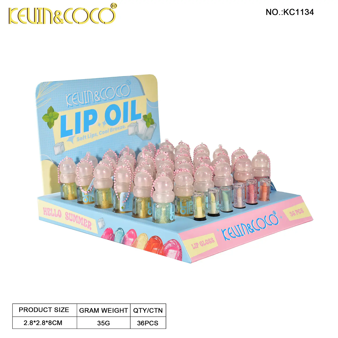 Aceite Labial Hidratante Kevin & Coco - Brillo Cristalino con Llavero 6