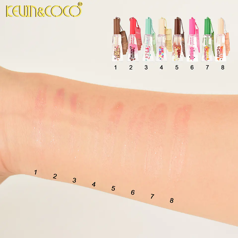 Brillo Labial Bicolor con Llavero Kevin & Coco - Acabado Jugoso y Dulce Aroma 6