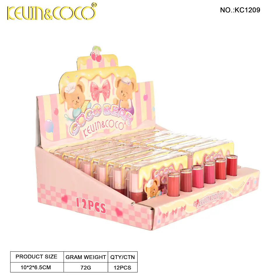 Set de Brillos Labiales Hidratantes Coco Bear Kevin & Coco - Estuche con 6 Tonos 6