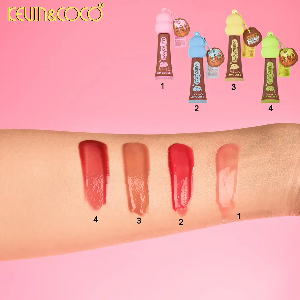 Brillo Labial Hidratante Kevin & Coco - Diseño Canelé / Postre Dulce con Llavero 6