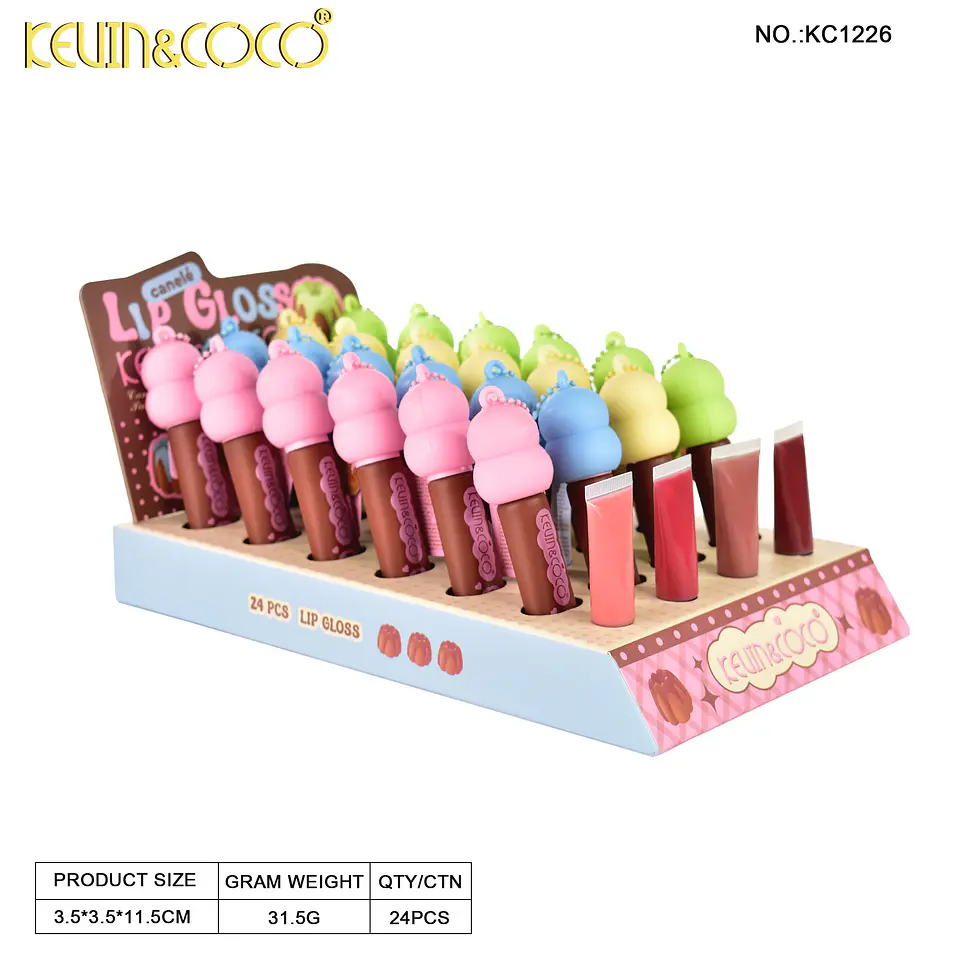 Brillo Labial Hidratante Kevin & Coco - Diseño Canelé / Postre Dulce con Llavero 7