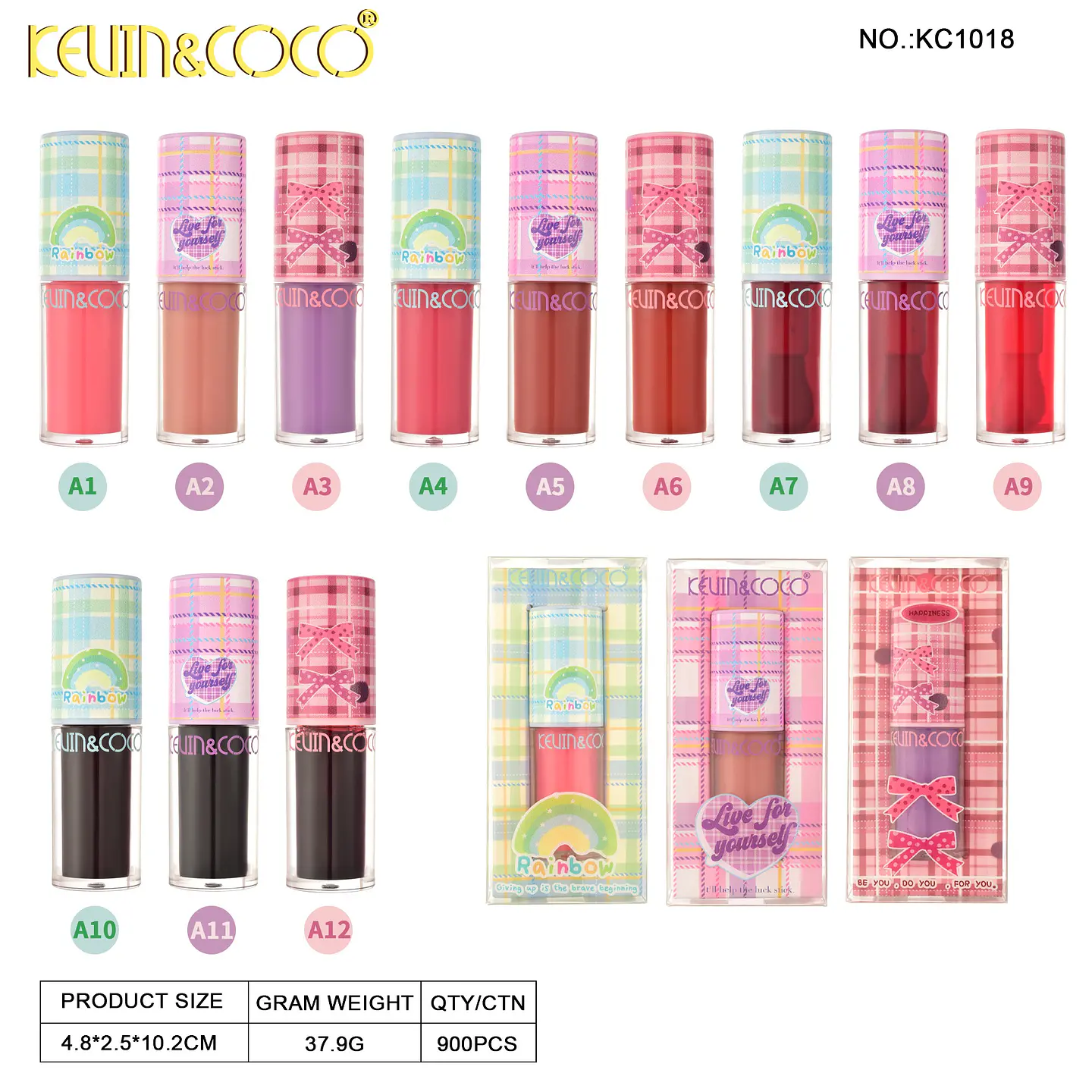 Kevin & Coco Rainbow Lip Tint – Tinta de Labios Líquida de Larga Duración y Acabado Natural 5