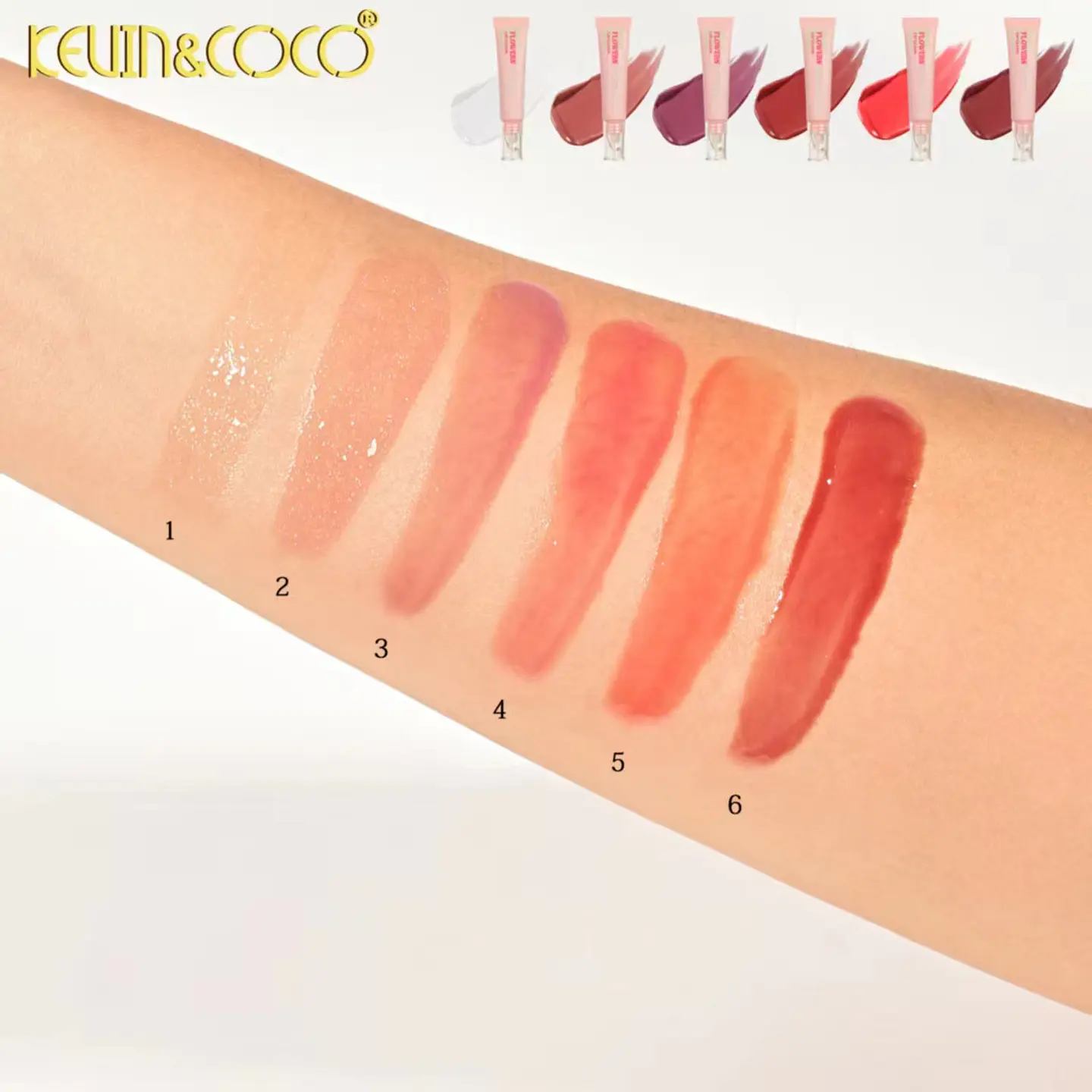 Brillo Labial Hidratante KEVIN&COCO Flowers — Lip Gloss Mágico con Aplicador de Silicona Suave y Acabado Cristalino (6 Tonos Irresistibles) 5