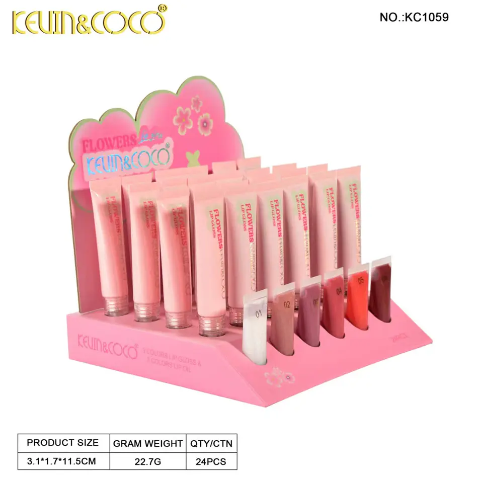 Brillo Labial Hidratante KEVIN&COCO Flowers — Lip Gloss Mágico con Aplicador de Silicona Suave y Acabado Cristalino (6 Tonos Irresistibles) 6