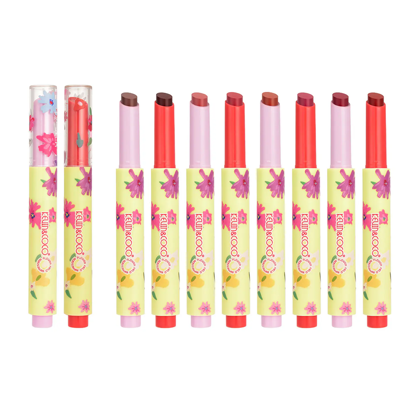 Lápiz Labial Crayon KEVIN&COCO Flower Impression — Barra de Labios Cremosa, Hidratante y de Alta Pigmentación (8 Tonos Florales) 1
