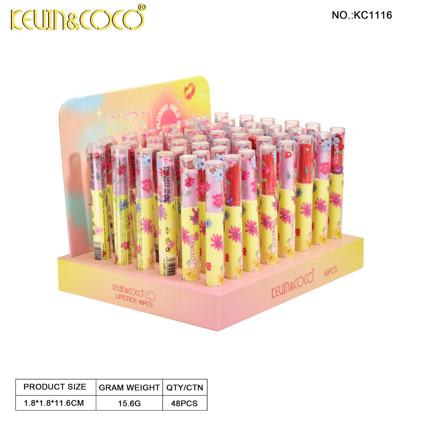 Lápiz Labial Crayon KEVIN&COCO Flower Impression — Barra de Labios Cremosa, Hidratante y de Alta Pigmentación (8 Tonos Florales) 5