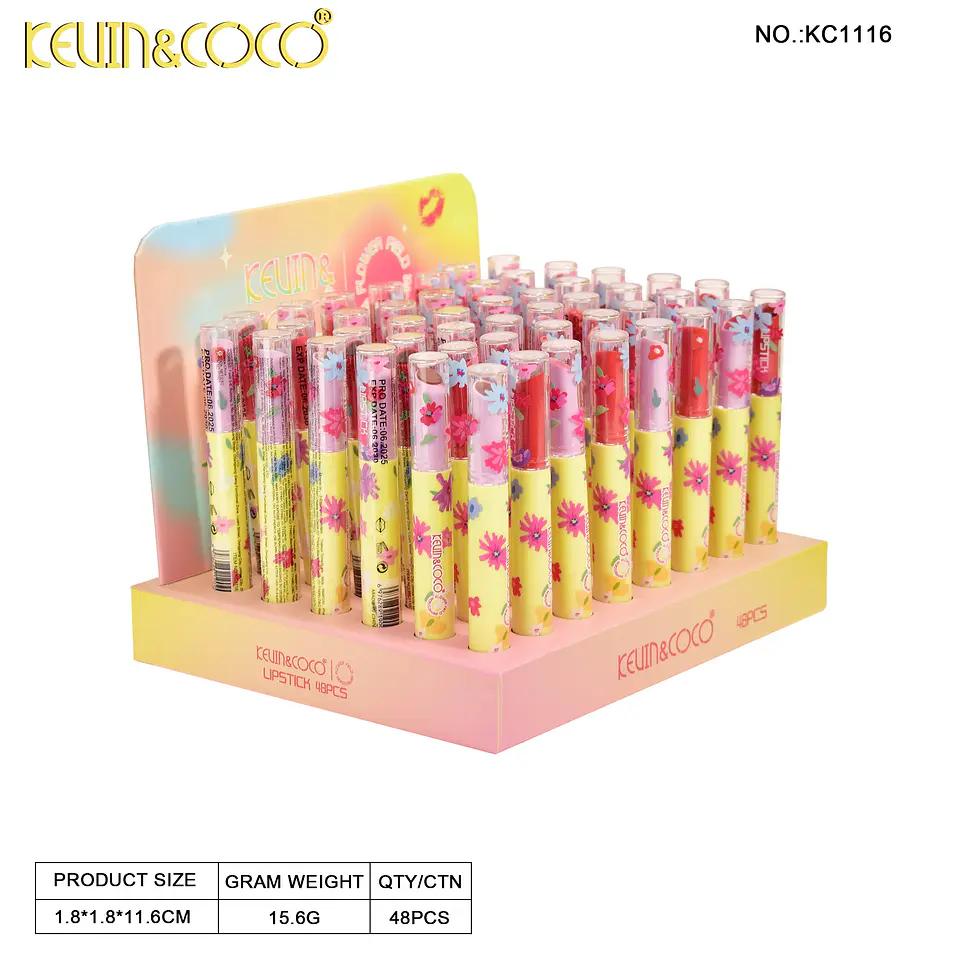 Lápiz Labial Crayon KEVIN&COCO Flower Impression — Barra de Labios Cremosa, Hidratante y de Alta Pigmentación (8 Tonos Florales) 5