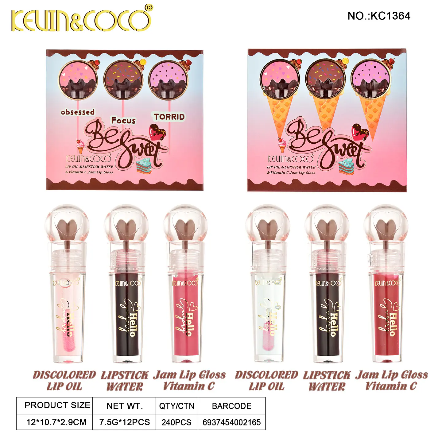 Kit Gloss Labial Mágico Cambia Color + Tinta + Aceite Vitamina C 7