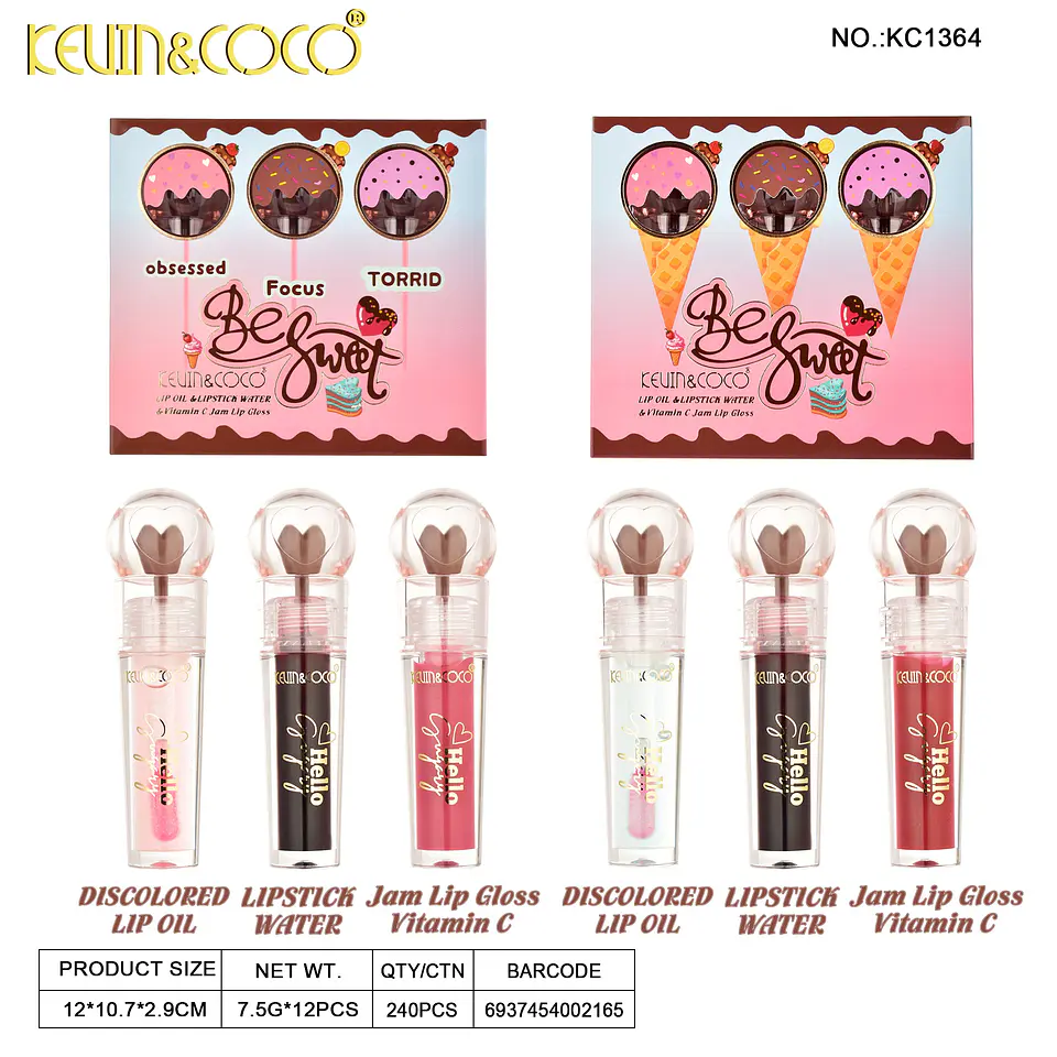 Kit Gloss Labial Mágico Cambia Color + Tinta + Aceite Vitamina C 7