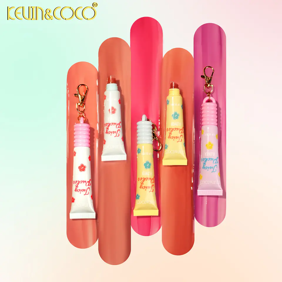 Brillo Labial Hidratante KEVIN&COCO Juicy Pucker Flower con Llavero 3