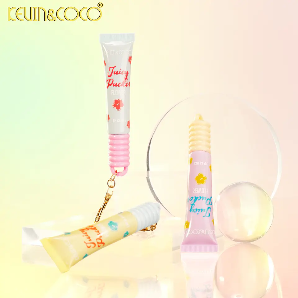 Brillo Labial Hidratante KEVIN&COCO Juicy Pucker Flower con Llavero 4