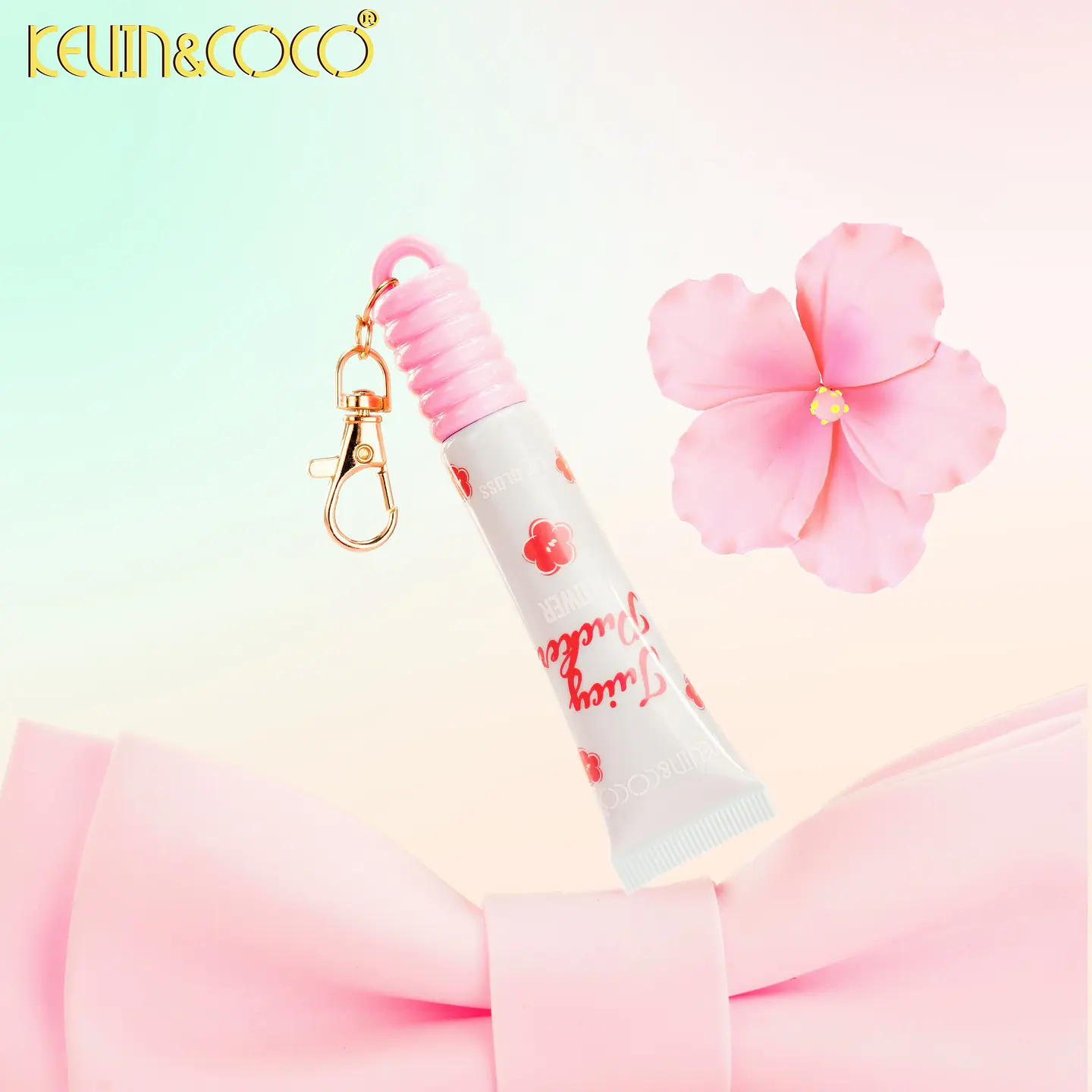 Brillo Labial Hidratante KEVIN&COCO Juicy Pucker Flower con Llavero 5