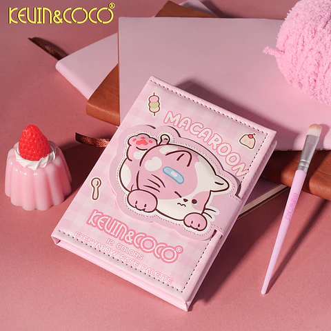 Paleta de sombras de ojos Animal Party de 12 colores + Set de brochas KEVIN&COCO