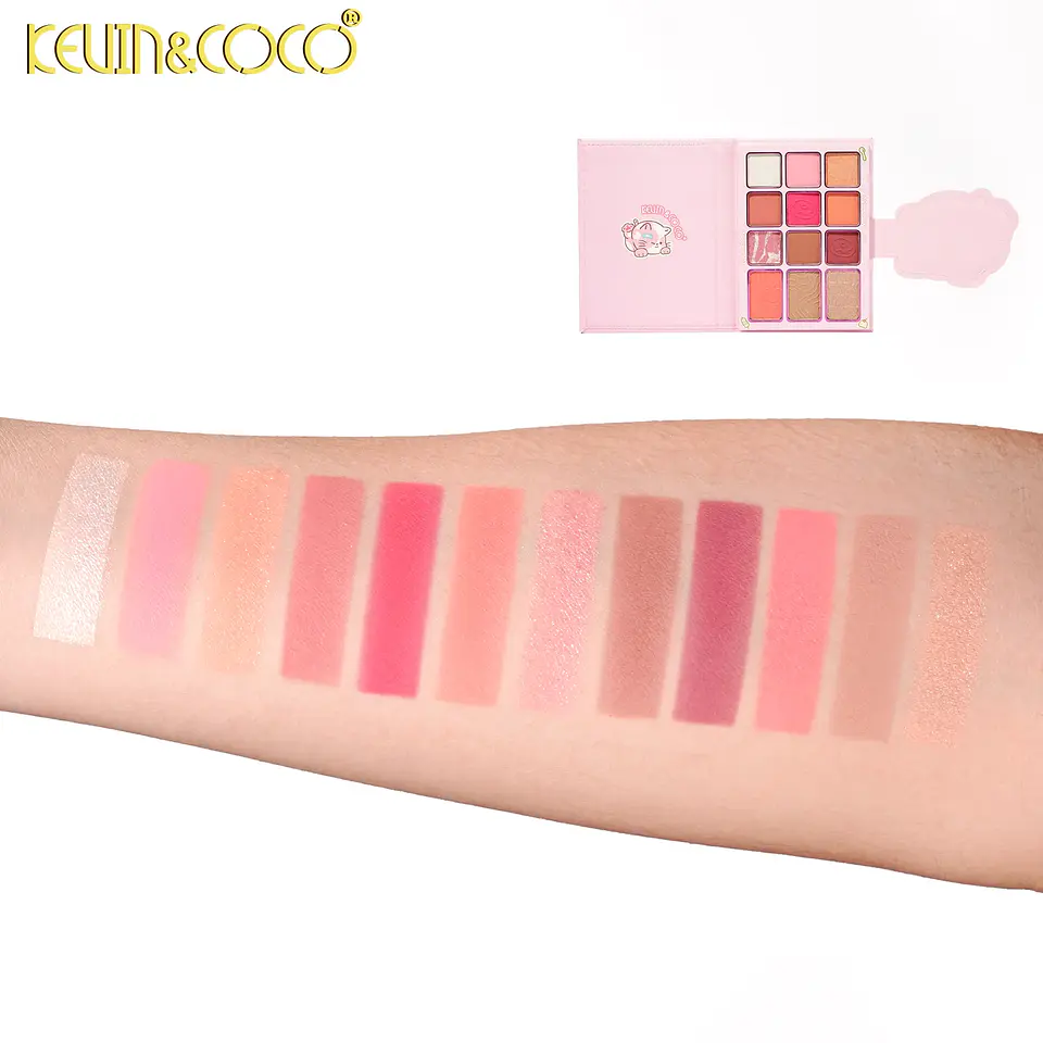 Paleta de sombras de ojos Animal Party de 12 colores + Set de brochas KEVIN&COCO 3