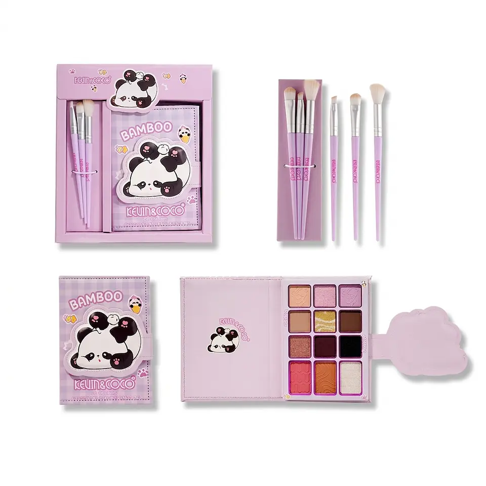 Paleta de sombras de ojos Animal Party de 12 colores + Set de brochas KEVIN&COCO 1