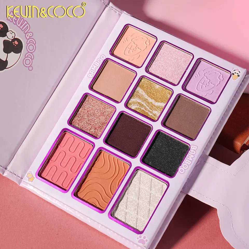 Paleta de sombras de ojos Animal Party de 12 colores + Set de brochas KEVIN&COCO 2