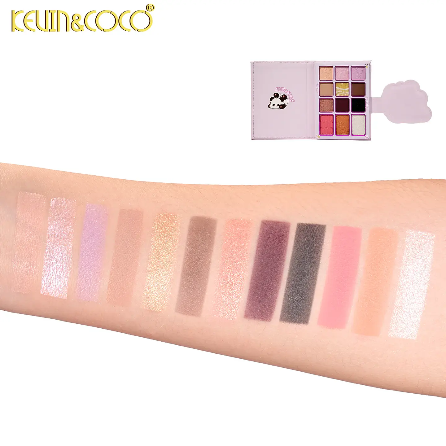 Paleta de sombras de ojos Animal Party de 12 colores + Set de brochas KEVIN&COCO 4