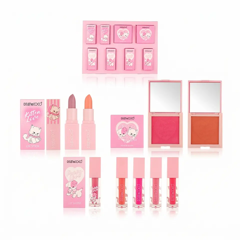 Kit de amor para enamorados: Colorete, pintalabios y brillo de labios - 6 piezas KEVIN&COCO 1