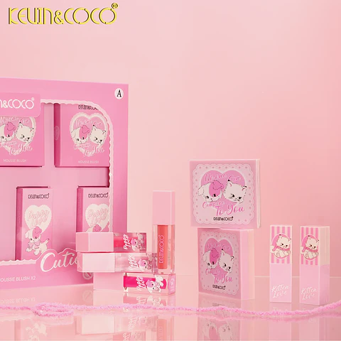 Kit de amor para enamorados: Colorete, pintalabios y brillo de labios - 6 piezas KEVIN&COCO