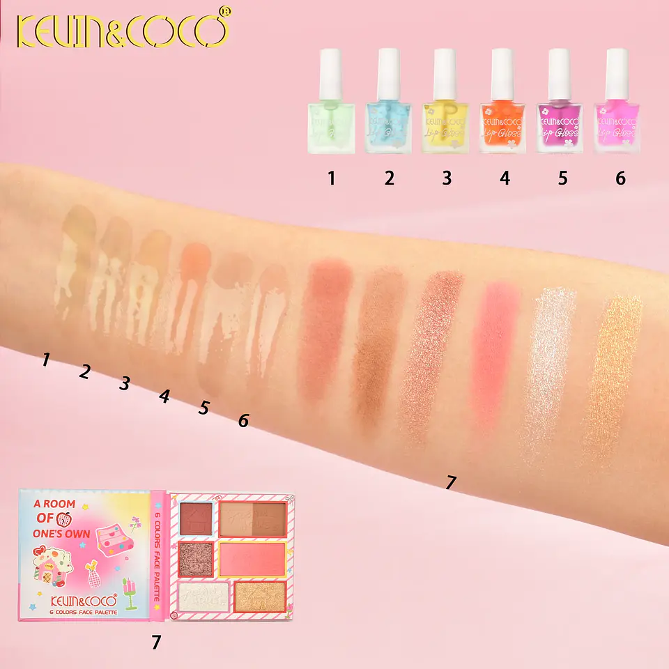 Aceite labial Soft Moonlight y kit de maquillaje facial - 6 piezas KEVIN&COCO 4