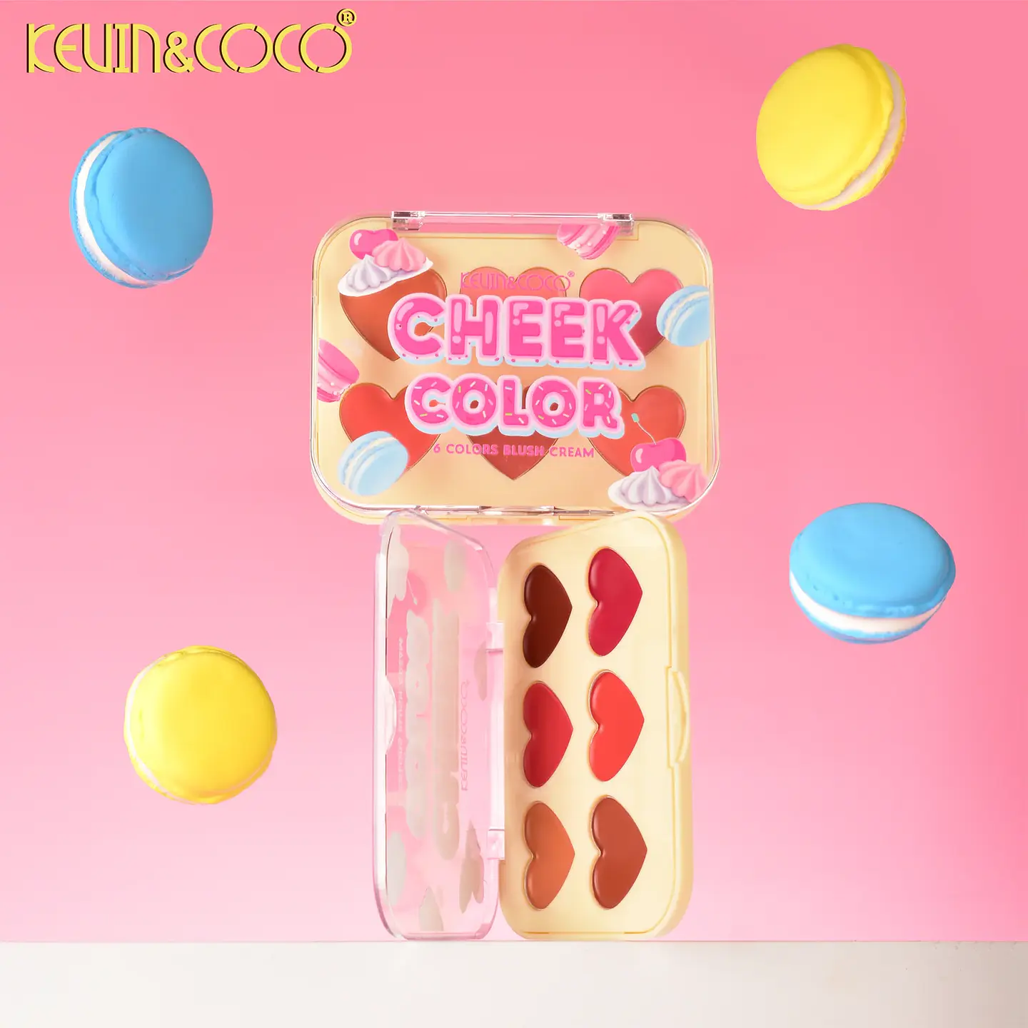 paleta de colorete y contorno en crema Blooming Sweetheart 6 en 1 KEVIN&COCO 3