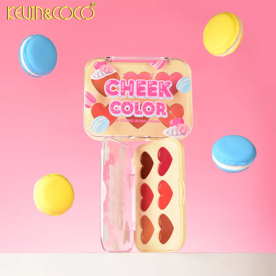 paleta de colorete y contorno en crema Blooming Sweetheart 6 en 1 KEVIN&COCO 3