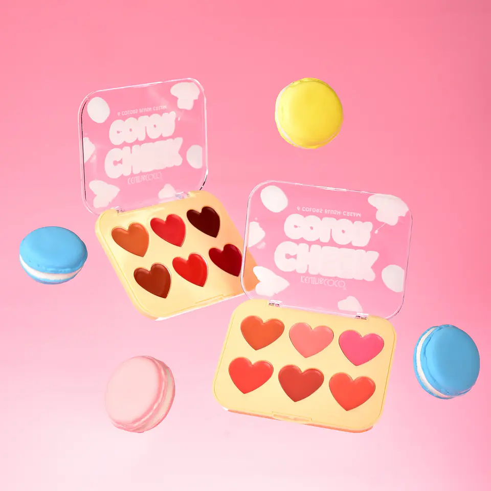 paleta de colorete y contorno en crema Blooming Sweetheart 6 en 1 KEVIN&COCO 4