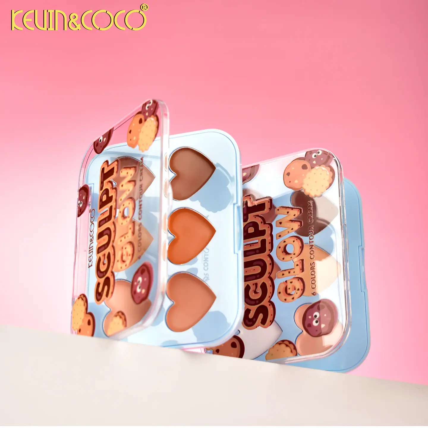 paleta de colorete y contorno en crema Blooming Sweetheart 6 en 1 KEVIN&COCO 7