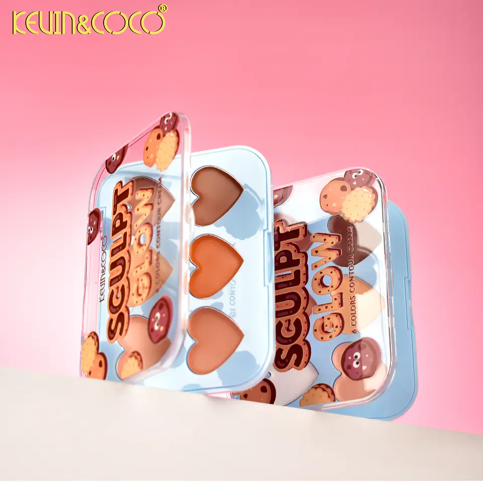 paleta de colorete y contorno en crema Blooming Sweetheart 6 en 1 KEVIN&COCO 7