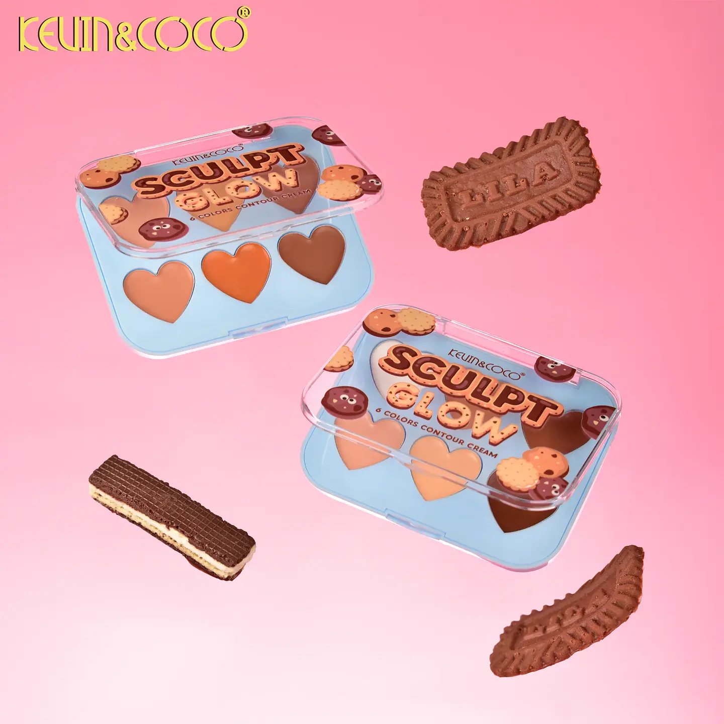 paleta de colorete y contorno en crema Blooming Sweetheart 6 en 1 KEVIN&COCO 8