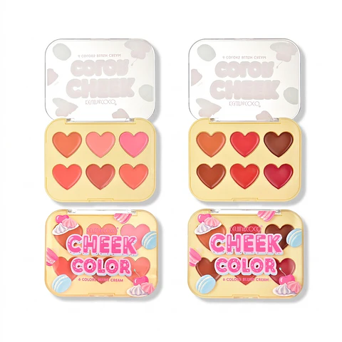 paleta de colorete y contorno en crema Blooming Sweetheart 6 en 1 KEVIN&COCO