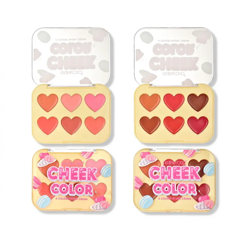 paleta de colorete y contorno en crema Blooming Sweetheart 6 en 1 KEVIN&COCO 1