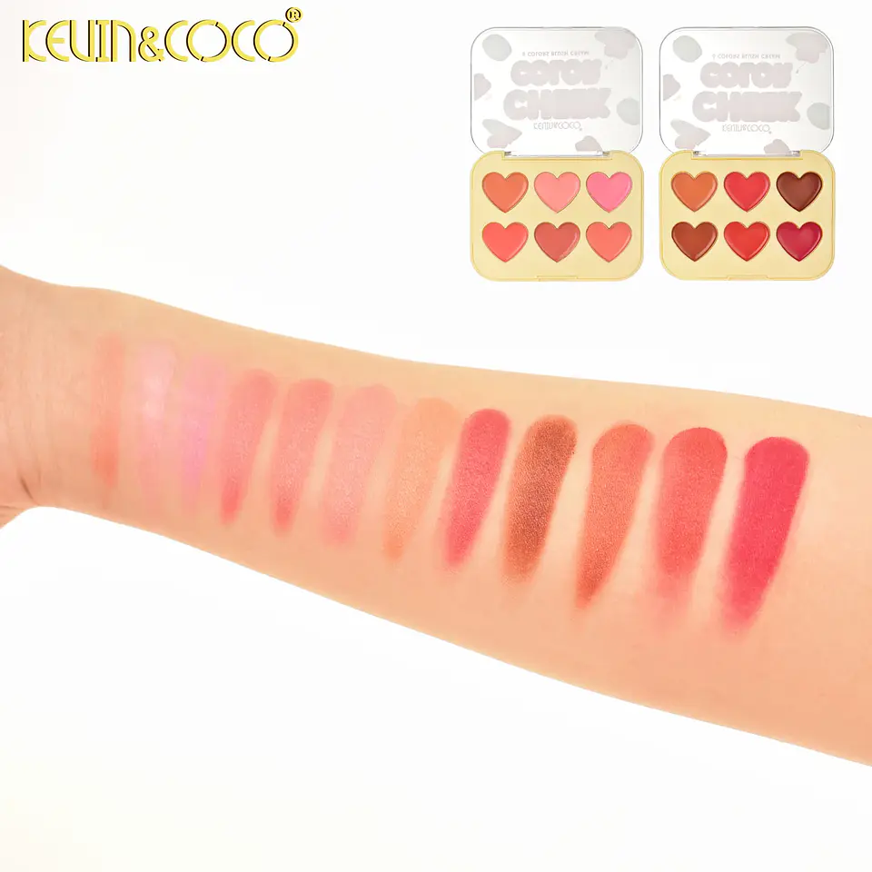 paleta de colorete y contorno en crema Blooming Sweetheart 6 en 1 KEVIN&COCO 9