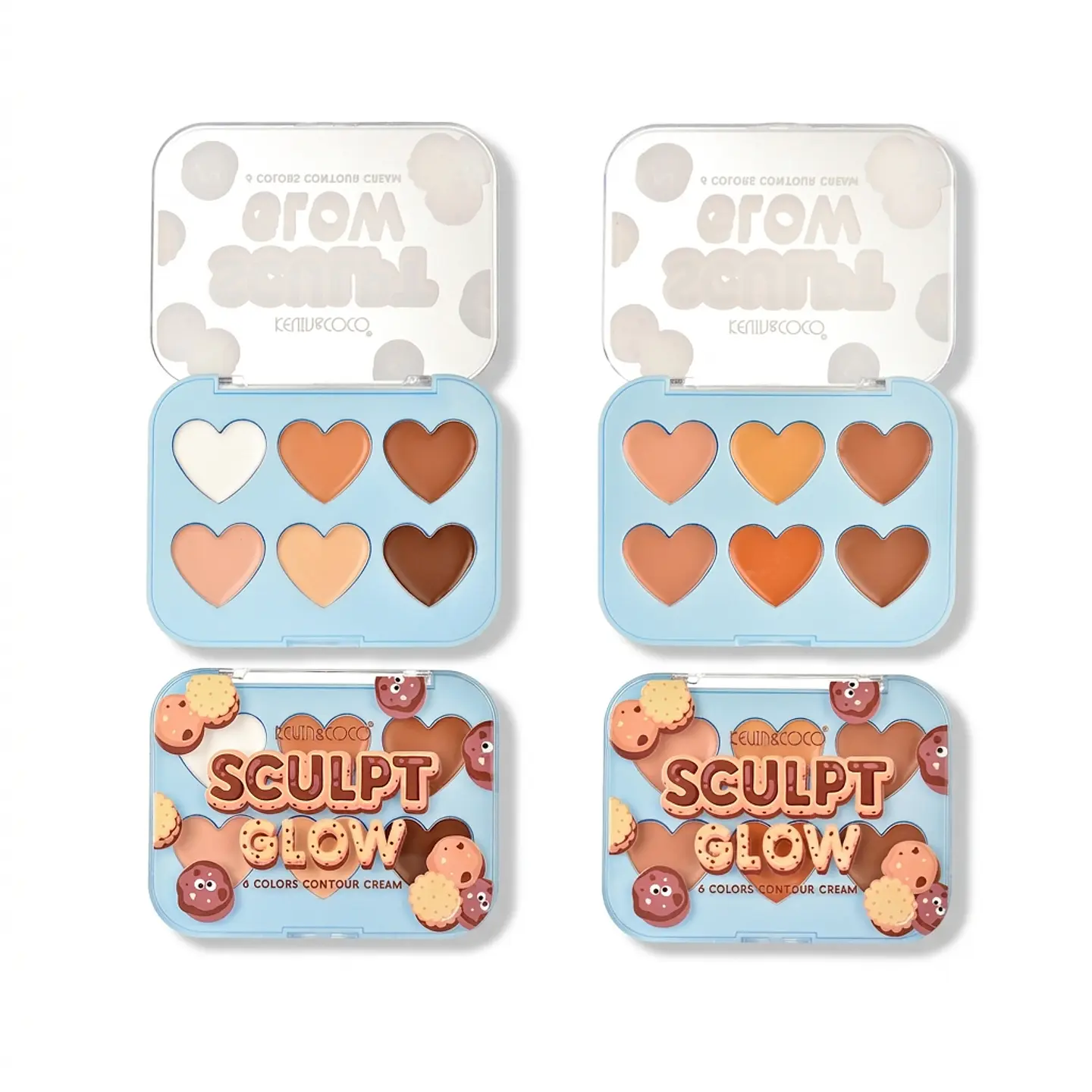 paleta de colorete y contorno en crema Blooming Sweetheart 6 en 1 KEVIN&COCO 2