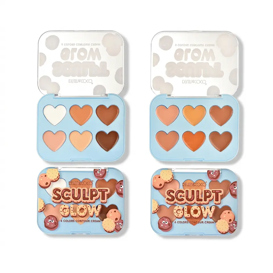 paleta de colorete y contorno en crema Blooming Sweetheart 6 en 1 KEVIN&COCO 2