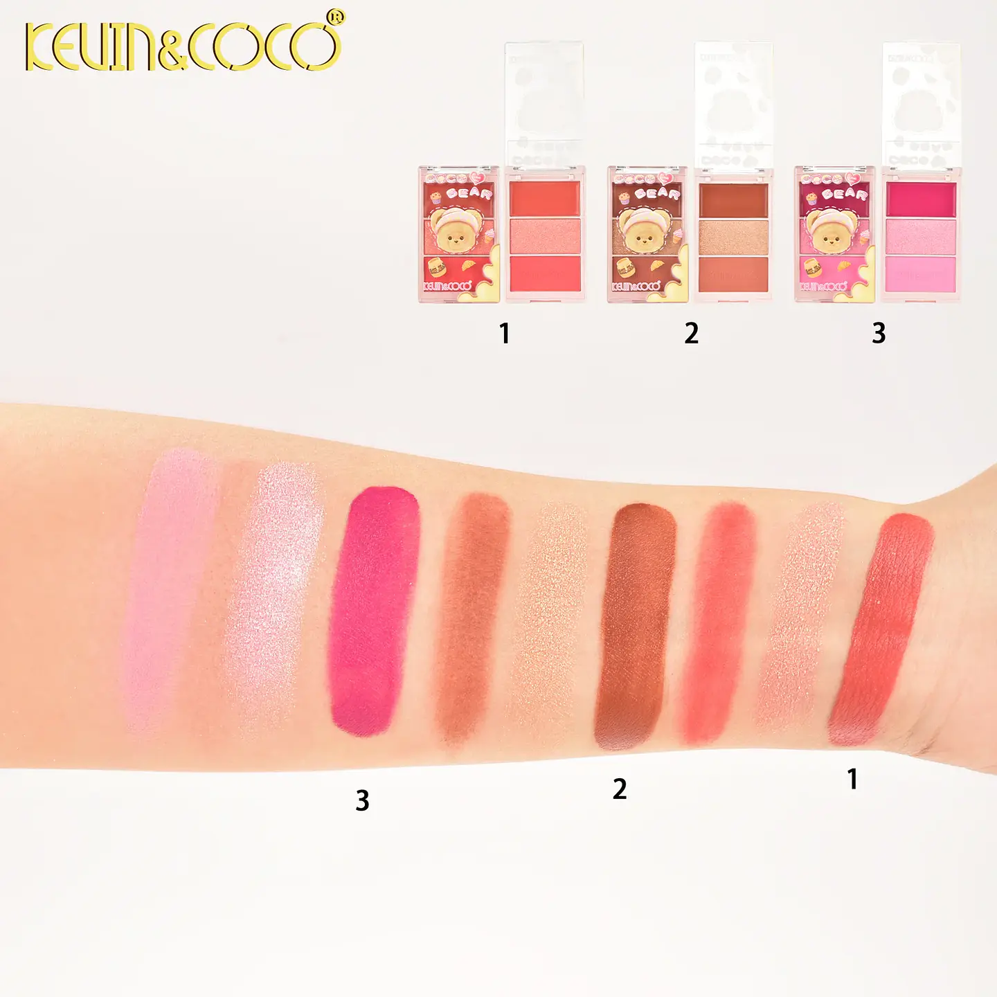 Paleta de RUBORES Cocoa Bear Series de 3 colores KEVIN&COCO 4
