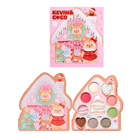 Paleta de Sombras e Iluminador Kevin & Coco Edición Navideña – Casita de Jengibre "Bear-y Merry Christmas"