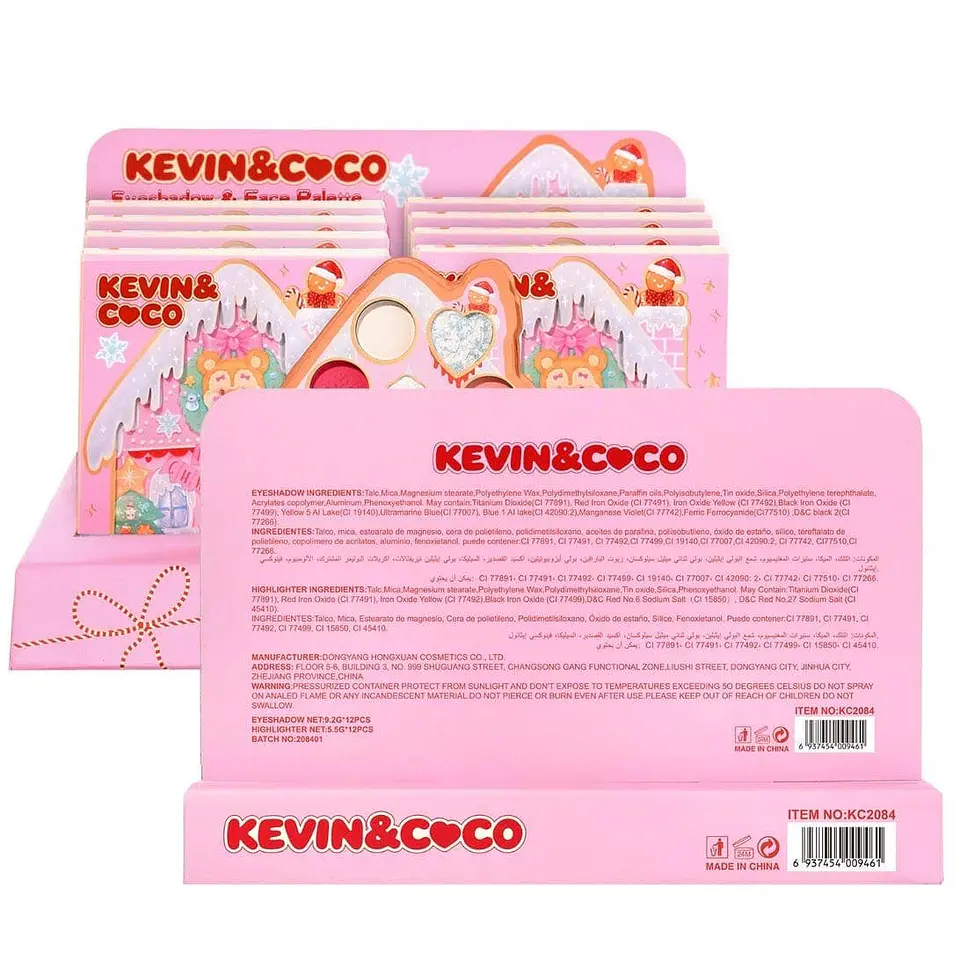 Paleta de Sombras e Iluminador Kevin & Coco Edición Navideña – Casita de Jengibre 
