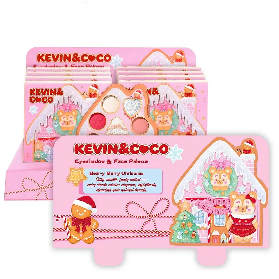 Paleta de Sombras e Iluminador Kevin & Coco Edición Navideña – Casita de Jengibre 