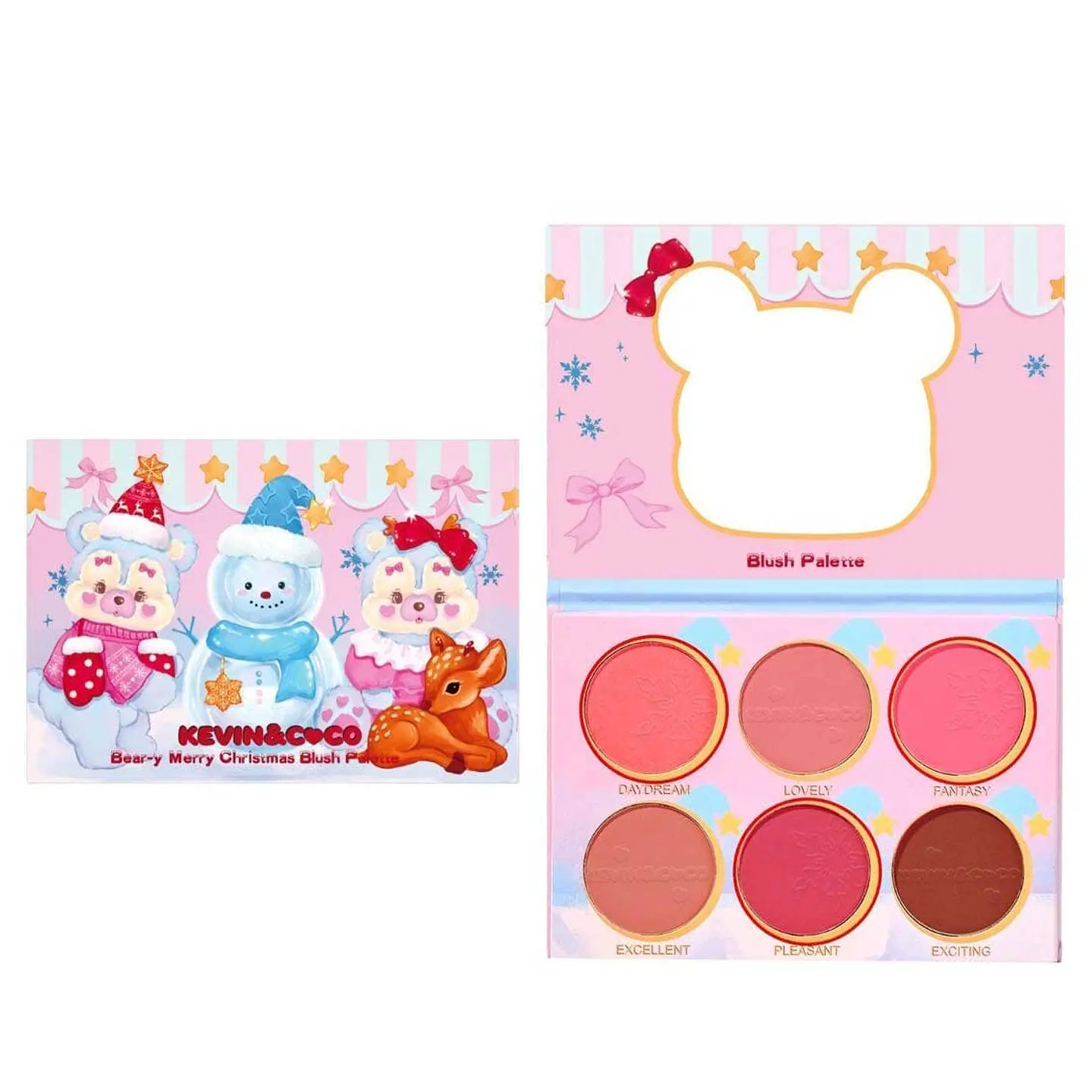 Paleta de Rubores Kevin & Coco Edición Navideña – Bear-y Merry Christmas Blush Palette (6 Tonos) 1