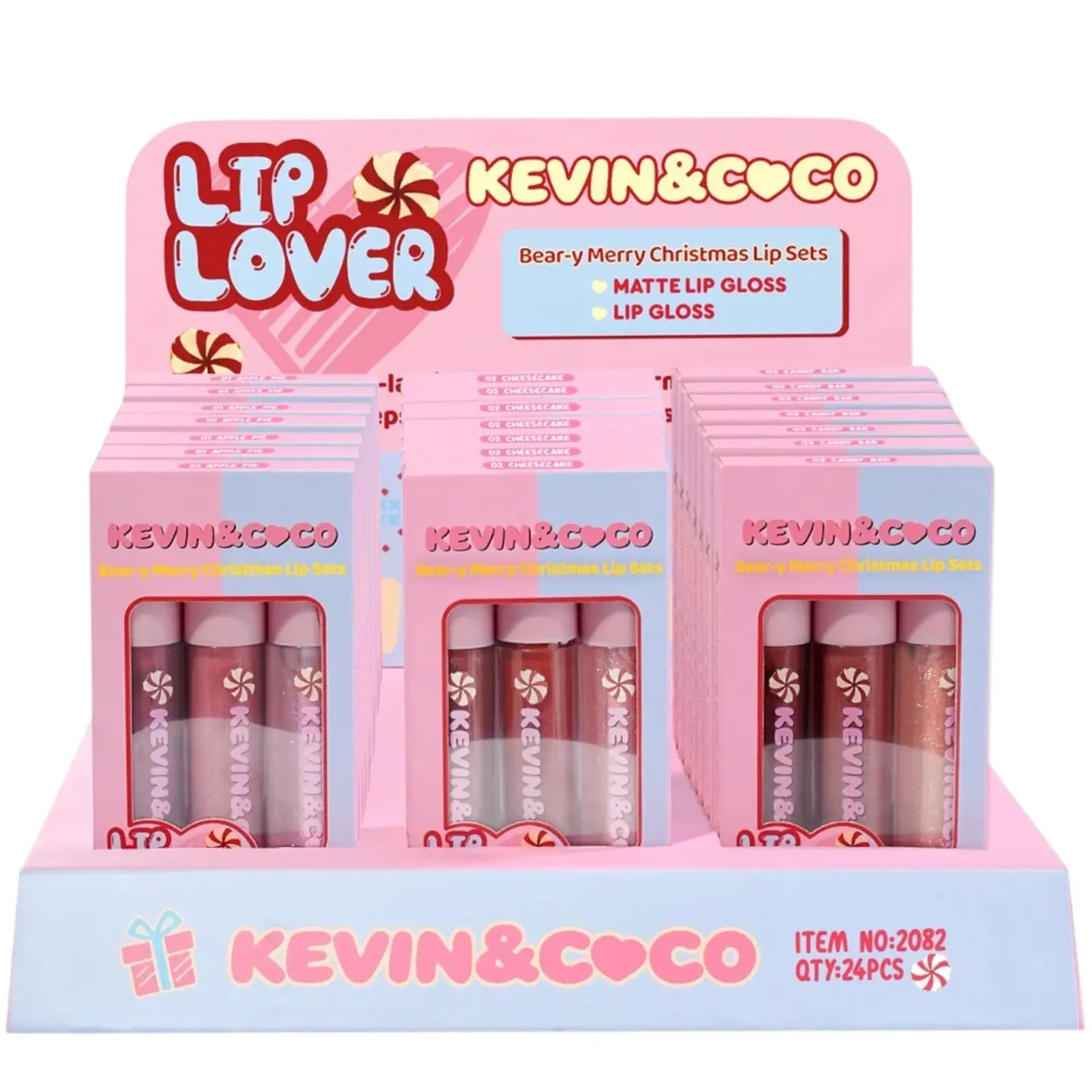 Set de Labiales Kevin & Coco Edición Navideña – Bear-y Merry Christmas Lip Sets (3 Piezas: Mate + Brillo) 3