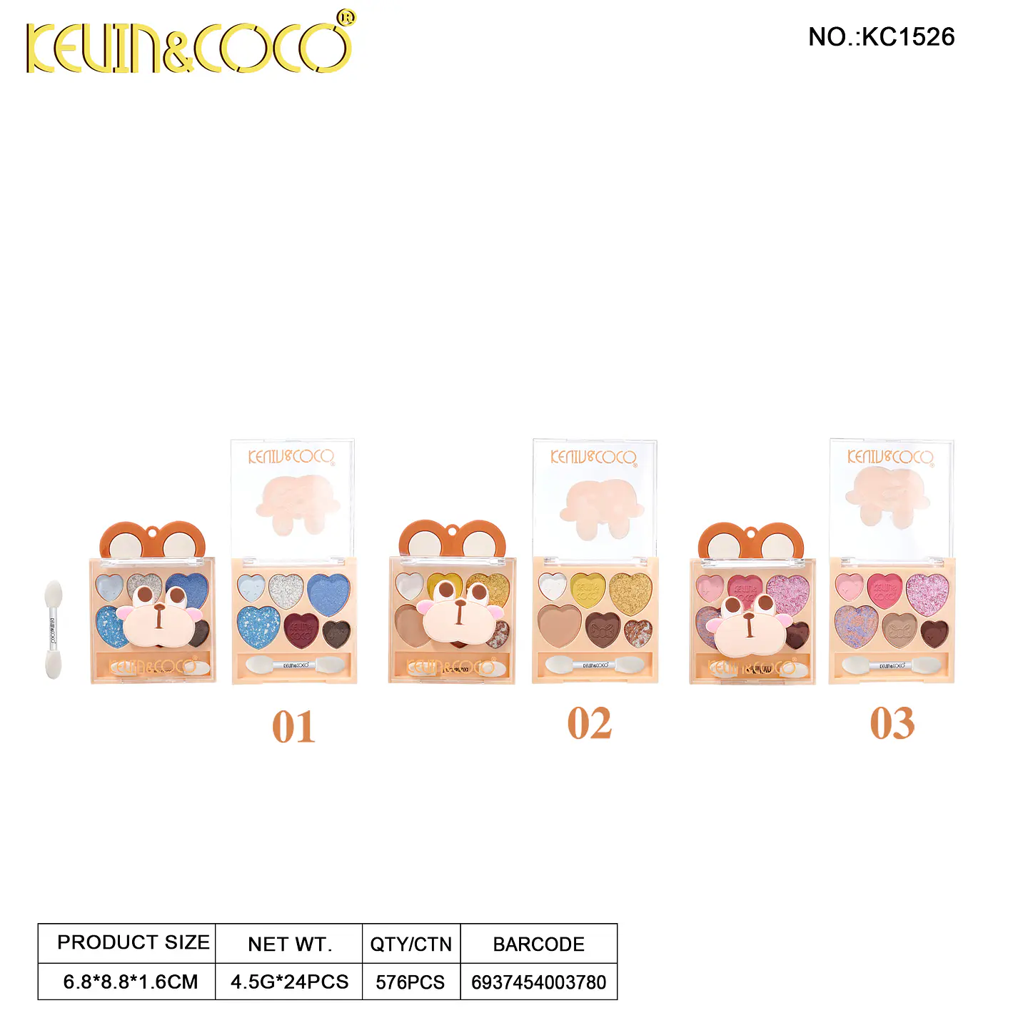 Paleta de Sombras Cute Pets Kevin & Coco - Modelo KC1526 2