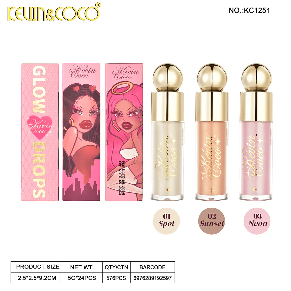 Iluminador Líquido Glow Drops Kevin & Coco KC1251 1