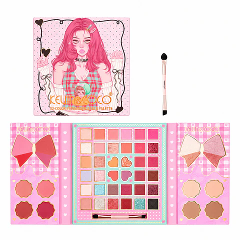 Paleta de maquillaje para rostro y ojos Peach Heart Strategy de 52 colores