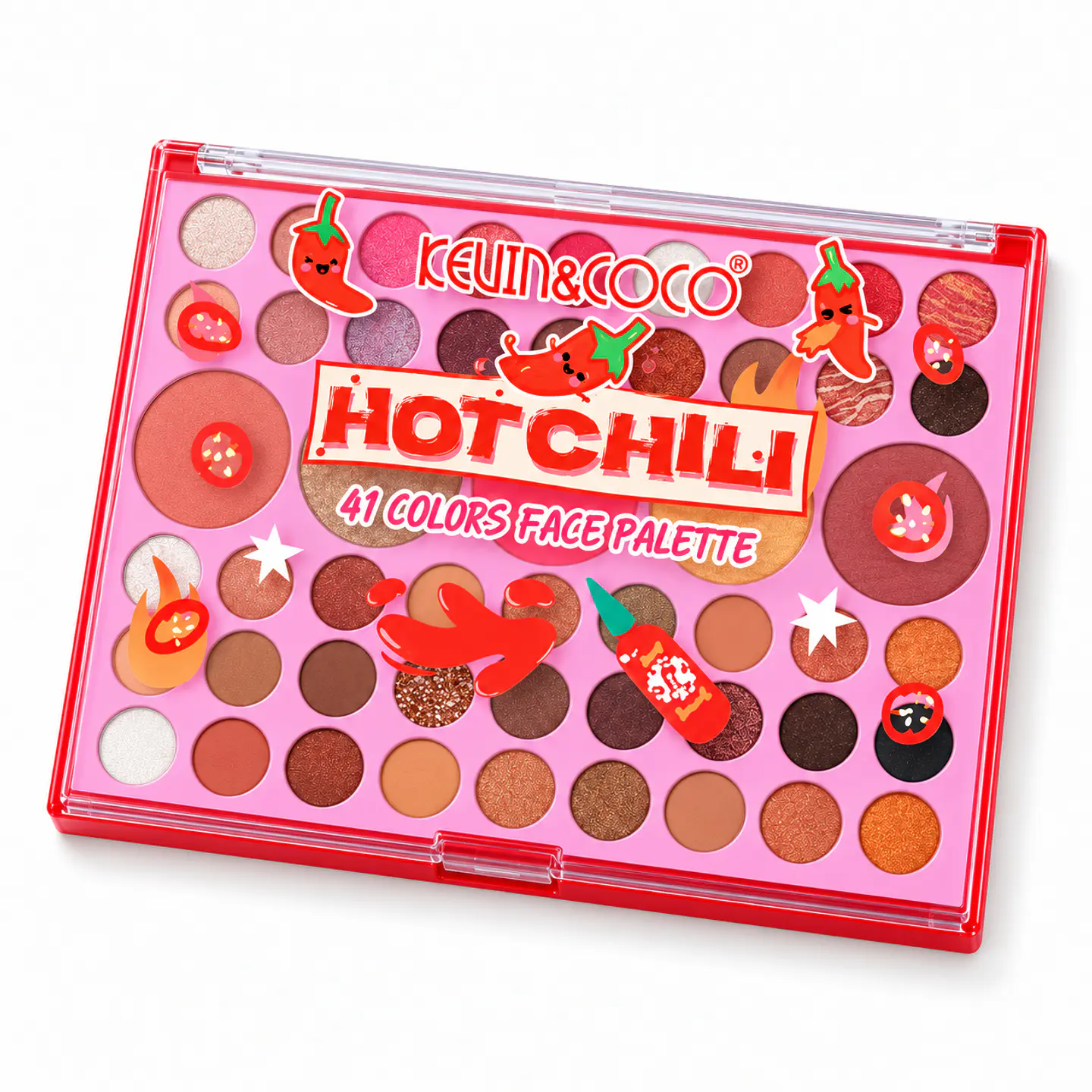 Paleta de Sombras y Rostro KEVIN&COCO Hot Chili – 41 tonos 1