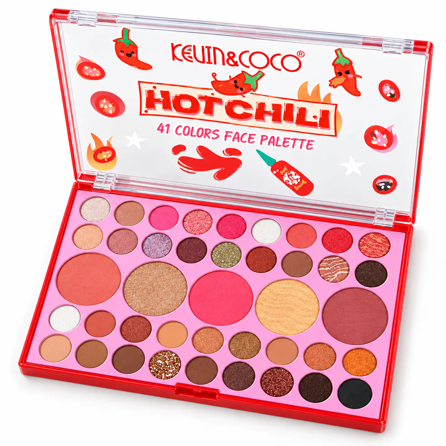 Paleta de Sombras y Rostro KEVIN&COCO Hot Chili – 41 tonos 3