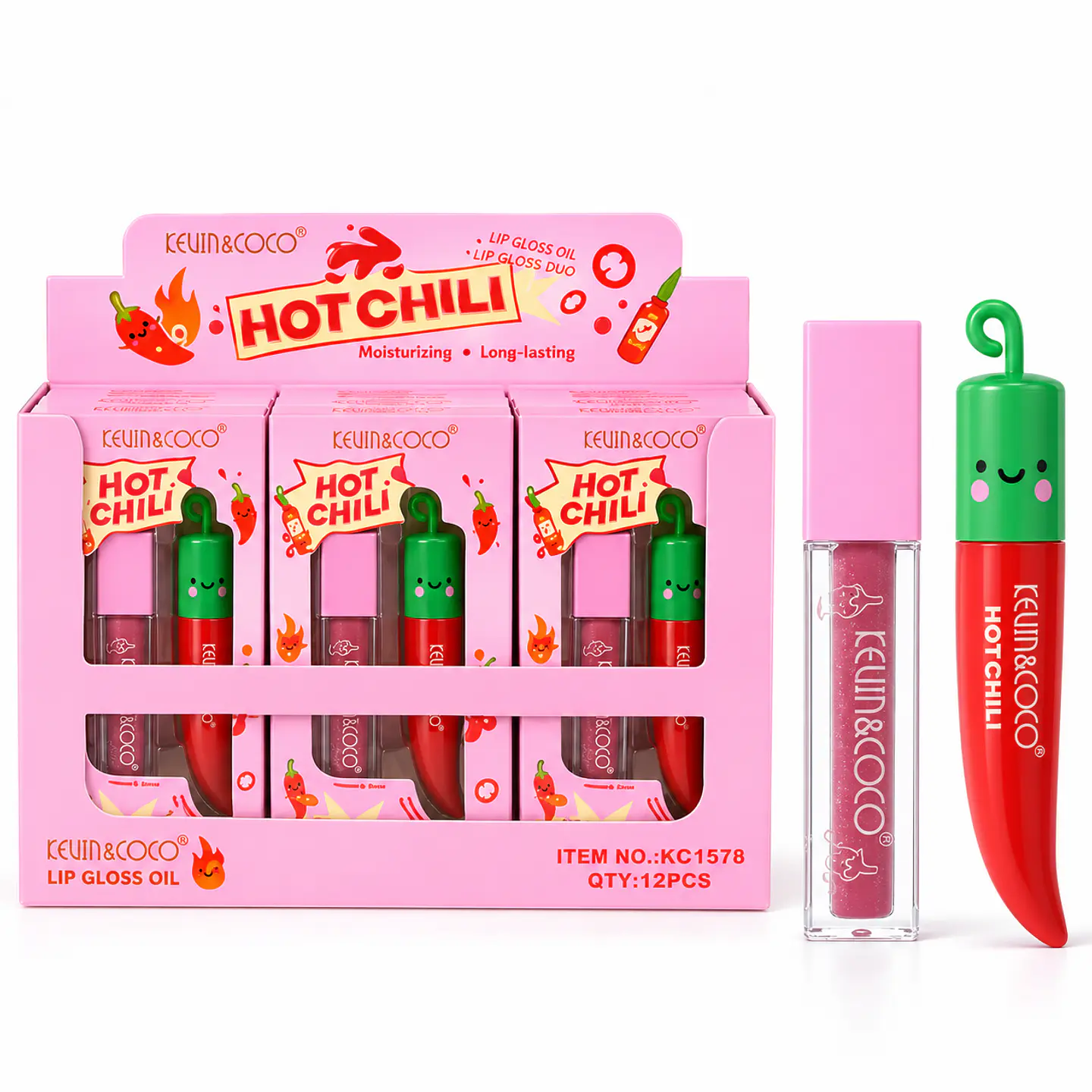 Dúo de Brillo y Aceite Labial KEVIN&COCO Hot Chili – KC1578 3