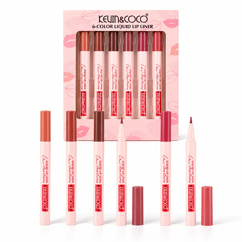 Delineador de labios hidratante de larga duración Ain-Veil Lock-In - Set de 6