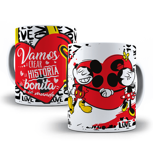 8 Diseños Plantillas Tazas  San Valentin Mickey Enamorados Editable + Png 