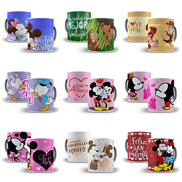 22 Diseños Plantillas Tazas Disney Love Enamorados San Valentin Editable + Png